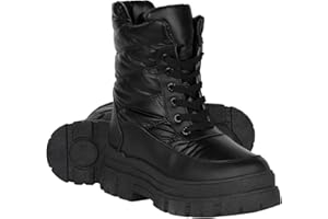 Viapipa Womens Winter Snow Boots Warm Lining Mid Calf Booties with Zipper Low Heel Chunky Platform Lug Sole Comfortable Outdoor Anti-Slip Shoes