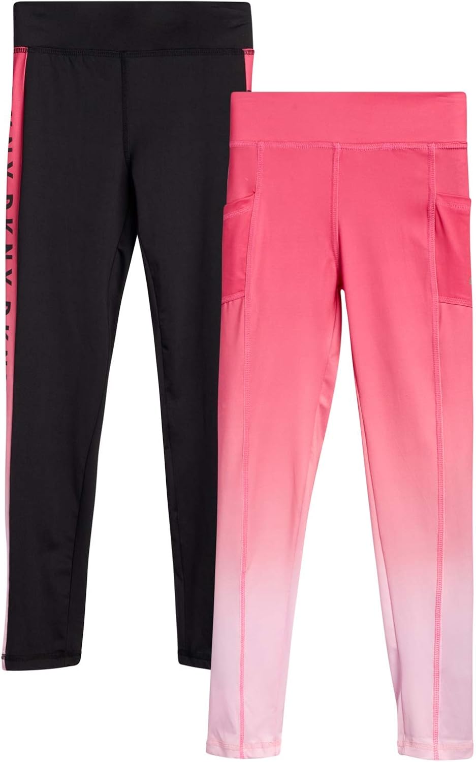 DKNY Girls Active Leggings - Spandex Athletic High Waisted Stretch Workout Yoga Pants (2 Pack): Clothing