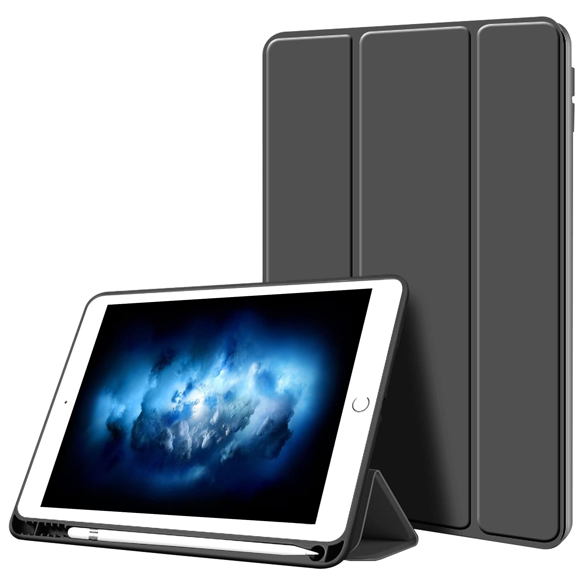 ZOYU Case for iPad Air 3rd Generation 10.5 Inch 2019, Slim Lightweight Trifold Stand Smart Case with Pencil Holder, Soft TPU Back Cover [Full Body Protective], Auto Sleep/Wake, Black — image 1