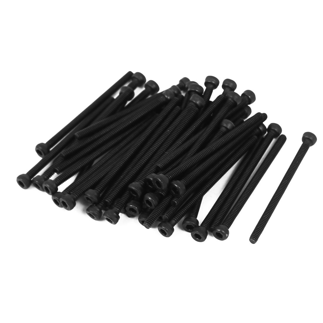 Sourcingmap M2x30mm Fully Thread Hex Socket Head Knurled Cap Screw Bolt Black 50pcs