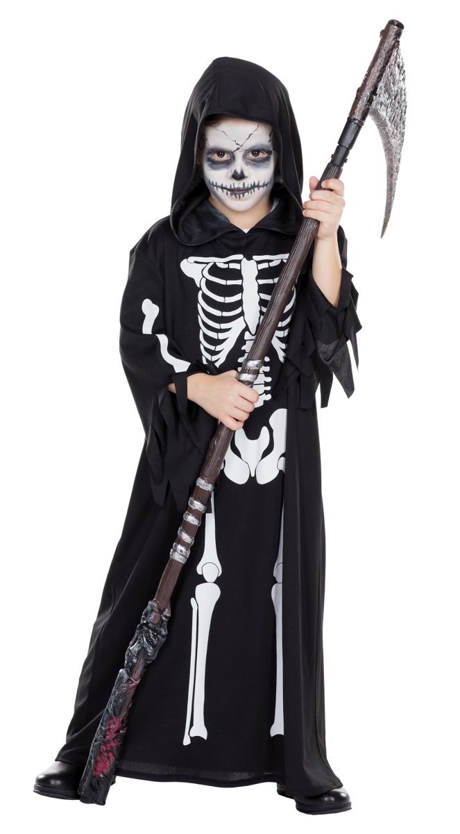 Rubie's 12247-116 Skeleton Robe Skeleton Robe Black for Children, Multi-Colored