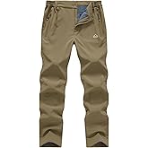 BASUDAM Men's Utility Work Pants Snow Waterproof Softshell Winter Fleece Lined Insulated Outdoor Mountain
