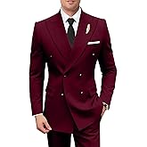 Hipfun Men Suits Slim Fit 2 Piece Suit for Wedding Peak Lapel Suit Jacket Pants Set Business Formal Suits Prom Tuxedos