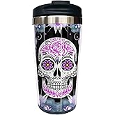 Yipaidel Floral Sugar Skull Insulated Stainless Steel Travel Mug 13 OZ - Leakproof Coffee Tumbler for Hot/Cold Drinks, Birthdays, Christmas or Housewarming Gifts