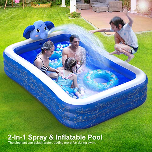 Hamdol Inflatable Swimming Pool, Kiddie Pool with Sprinkler, 99" X 72" X 22" Full-Sized Family Blow up Pool for Kids Toddlers Adults, Lounge Above Ground Pool for Backyard Indoor Outdoor for Age 3+ - Image 2