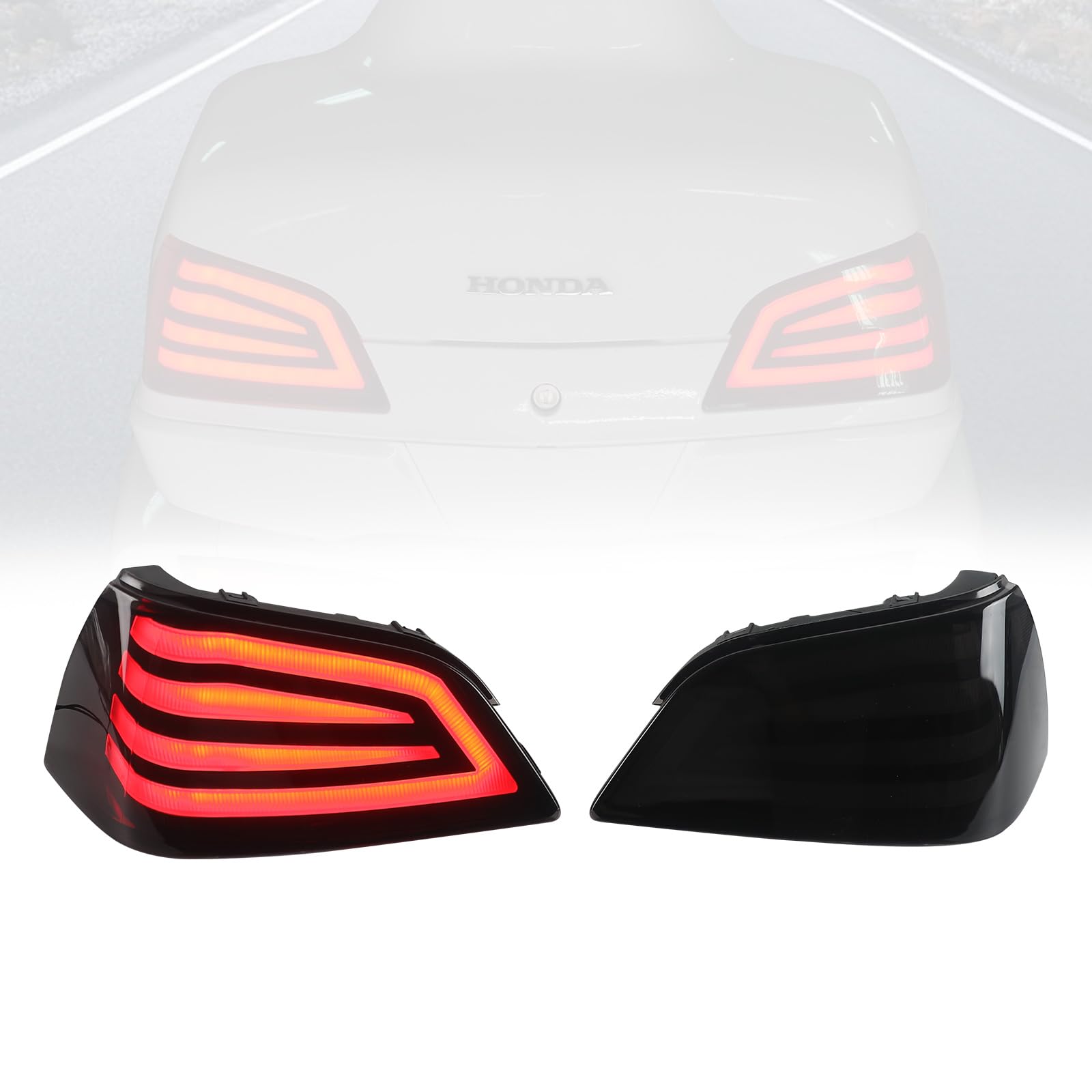 Photo 1 of LUXEMOTO LED Tail Lights Brake Lights for Goldwing GL1800, 2 PCS Rear Lights TailLights Running Tour Pack Lamp with Smoked Lenses for Honda Gold Wing GL1800 2001-2017 Accessories (Include LED Light)