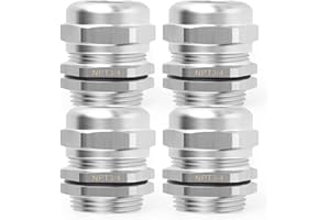 QCQIANG 4PCS NPT 3/4" Nickel-Plated Copper Waterproof Cable Gland, Adjustable 13-18mm Cable Gland Protectors