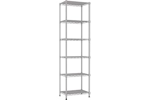 REGILLER 6 Wire Shelving Steel Storage Rack Adjustable Unit Shelves for Laundry Bathroom Kitchen Pantry Closet (16.7L x 11.9W x 64H, Silver)
