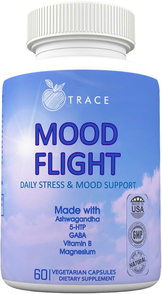 Mood Flight. Soothing Anxiety, Stress, and Mood Support Supplement. Relief, Calmness, Breathe, and Focus. with Ashwagandha, Chamomile Flower, 5 HTP, Vitamin B's, Magnesium, and More.