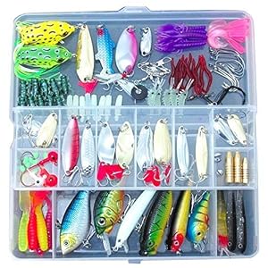 Toogoo 100 Peche Appats Leurres Spinners Plugs Cuiller Mous Salmon Trout Pike + Box Set