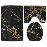 Black Gold Marble Bath Mat Bathroom Carpet Rug