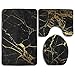 Black Gold Marble Bath Mat Bathroom Carpet Rug Washable Non-Slip 3 Piece Bathroom Mat Set