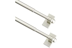 Magnetic Curtain Rods Multi-Use Adjustable Appliance Metal Doors Magnetic Rods, 9-16 Inch, 1/2 Inch Diameter, 2 Pack,Nickel