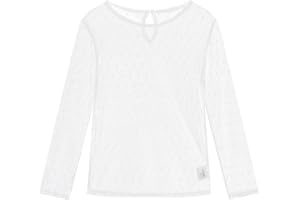 Noomelfish Girls Lace Long Sleeve Layering Tops Sheer Mesh Tee Shirts Blouse (5-12 Years)