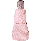 AugTwig Baby Sleep Sack Swaddle,Swaddles 3-6 Months,3-Way Adjustable Wearable Transition Blanket Girl,100% Cotton,TOG 1.0(Pink)