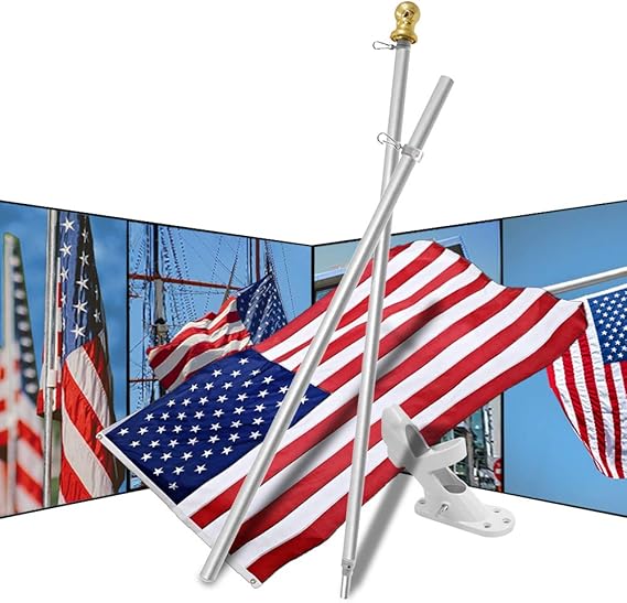GZ622 American Flag & Pole Kit 3x5 Ft Polyester US Flag