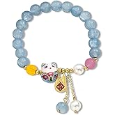 Bmpzery Feng Shui Bracelet,Good Luck Bracelet Jewelry Decoration with Beads and Cat Pendant,Protection Bracelets for Women
