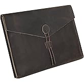 GZRHKJ Genuine Leather Envelope Document Holder， Leather File Folder Organizer，Envelope Document Holder for Men&Women, Personalized Folio Laptop Sleeve Case for 15" Laptops, Tablets