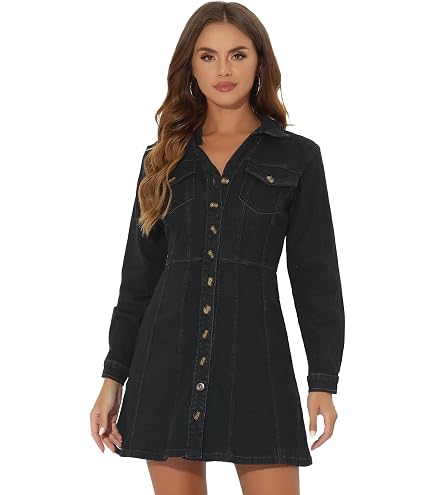 Lioness Women's Rider Denim Mini Dress, Dark Denim, L at Amazon Women's Clothing store