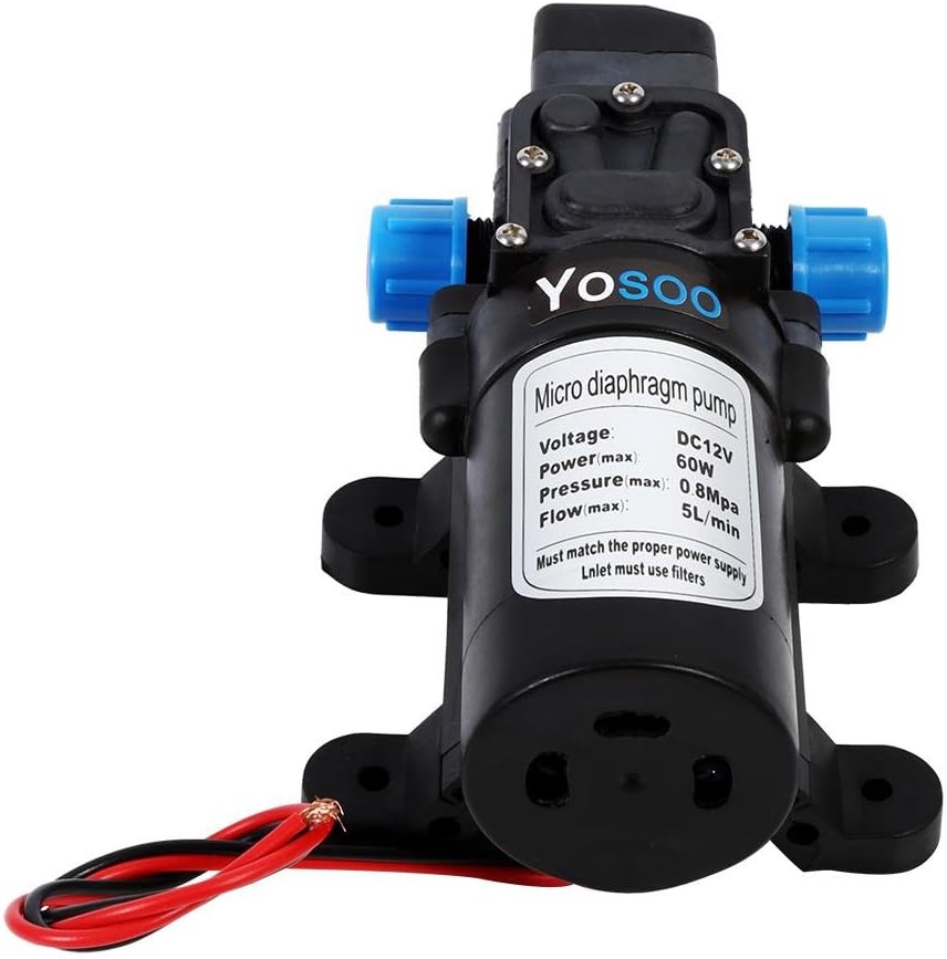 Pompa Acqua 12V Alta Pressione 116 PSI - Autoadescante 5L/min, 60W, Per Camper, Barca, Pulizia E Irrigazione - 3