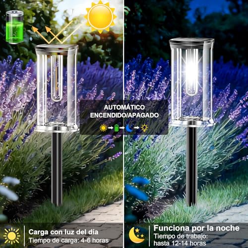 SOLARBABY Pack of 12 LED Solar Lights Outdoor Garden, IP65 Outdoor Solar Lights with Twilight Sensor and Auto Ignition, Solar Lighting for Path, Garden, Terrace and Sidewalk, Cold White Light