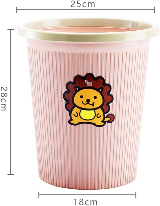 Dbzg Bathroom Trash Can Cartoon Pictures Large Bathroom Waste Basket Stripe Texture Design Round Plastic Garbage Can Bin For Home Bathroom Bedroom Office 12l 3 17 Gallon Color Pink Amazon Co Uk Kitchen Home