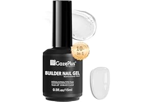 GazePlus Builder Nail Gel, Hema Free 15ml 10-in-1 Clear Builder for Nail Thickening Strengthener Extension Hard Gel Long-lasting
