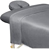 ForPro Premium Microfiber 3-Piece Massage Sheet Set, Cool Grey | Ultra-Light, Stain and Wrinkle-Resistant | Includes Flat &amp; Fitted Sheets w/ Face Rest Cover for Massage Tables