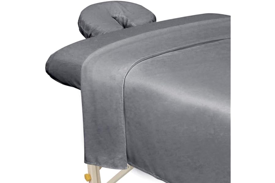 ForPro Professional Collection Premium Microfiber 3-Piece Massage Sheet Set, Cool Grey, Ultra-Light, Stain, and Wrinkle-Resistant, Includes Flat, Fitted Sheet and Massage Face Rest Cover