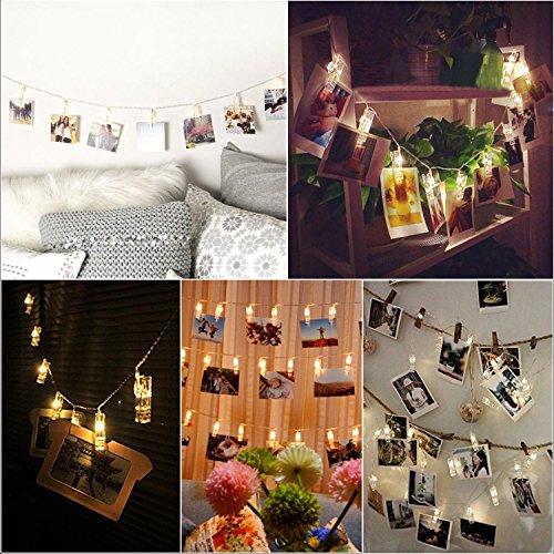 Lavince LED Photo Clips String Lights - 40 Photo Clips for Hanging Photos Cards Artwork for Indoor/Outdoor Bedroom Patio Parties Wedding Indoor Outdoor Marriage proposal Dorm Room(Warm White)