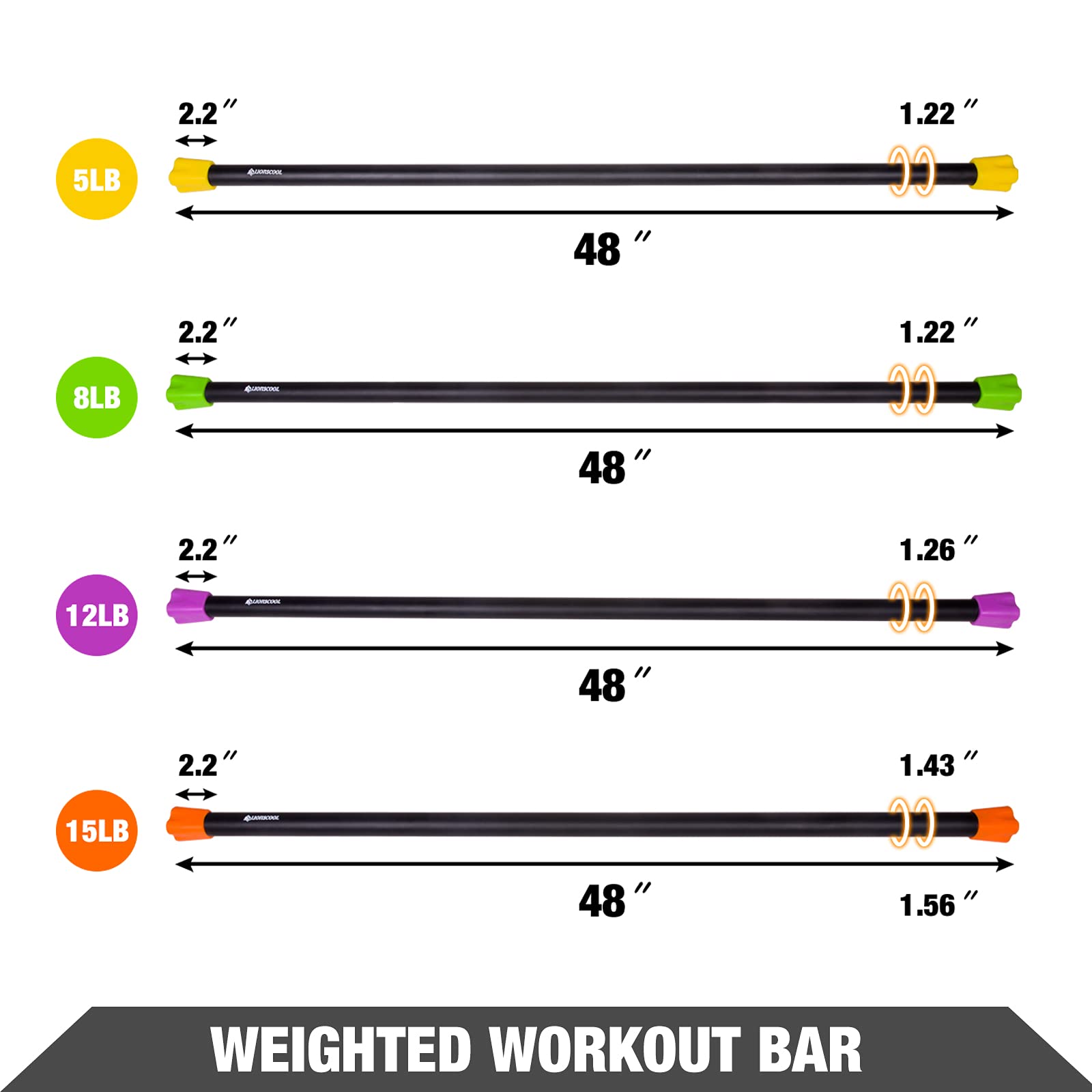 Exercise Bar Spring Set Amazon Mua LIONSCOOL Workout Weighted Bar,Padded Exercise Weight Bar, Solid ...