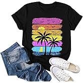 TUZIERDUO Womens Summer Tops Crewneck Graphic Tees Vintage Boho Shirts Short Sleeve Cute Loose Casual Trendy Blouse