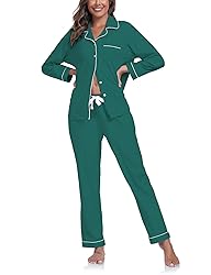COLORFULLEAF Women's 100% Cotton Long Sleeve Pajama