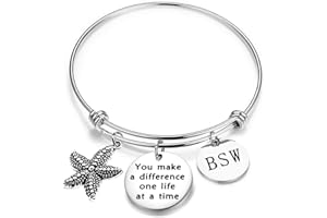 ENSIANTH Social Worker Gifts MSW Graduation Bracelet You Make A Difference Jewelry Starfish Bracelet