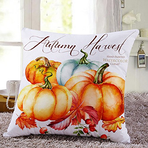 image for Toonshare Set of 4 Fall Throw Pillow Covers Pumpkin Truck Maple Leaves