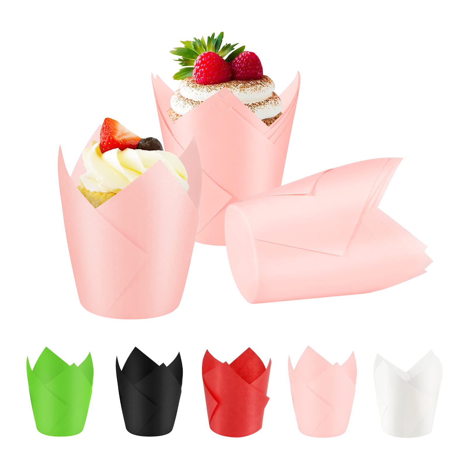 Photo 1 of Tulip Cupcake Liners 100-Count Muffin Cups Standard Tulip Muffin Cupcake Natural Cupcake Paper Liners for Wedding Birthday Christmas Party Baby Shower Anniversaries All Festivals