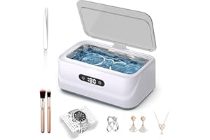 Klivvio Ultrasonic Jewelry Cleaner: 48Khz Ring Cleaner Ultrasonic Machine with Digital Timer, 4 Cleaning Modes, 24W Sonic Cleaner for Jewelry, Glasses, Retainer, Watch Strap, Home & Travel Use, 13.5oz