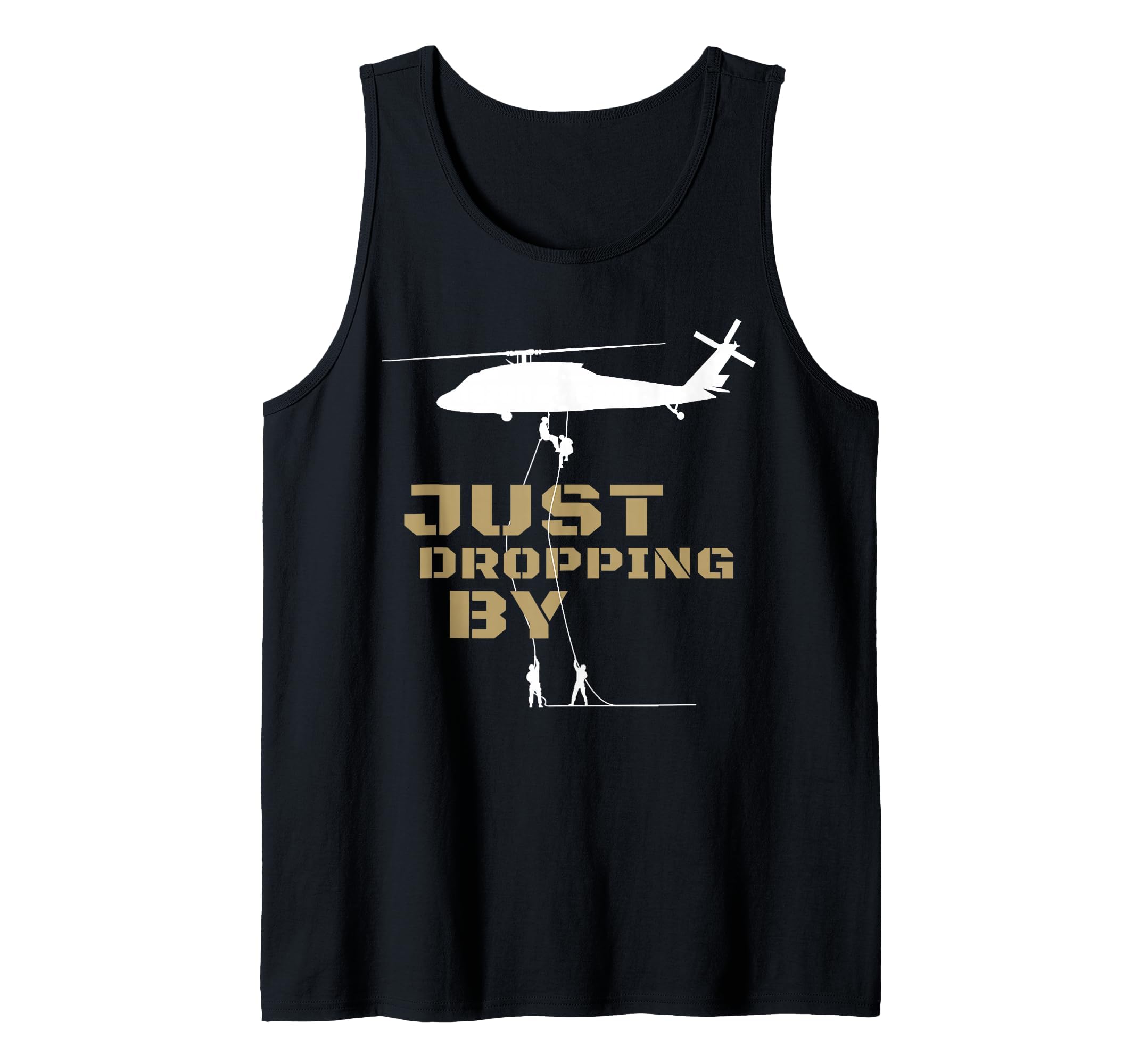 UH-60 Black Hawk Helicopter Rappelling Abseiling Soldiers Tank Top, Men, Black, Large