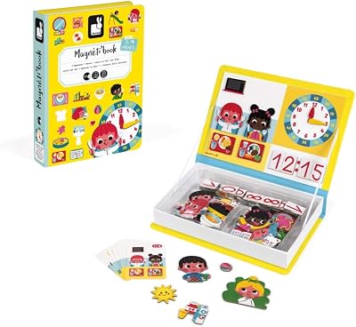 Janod MagnetiBook Learning to Tell the Time Educational Game 75 magnets