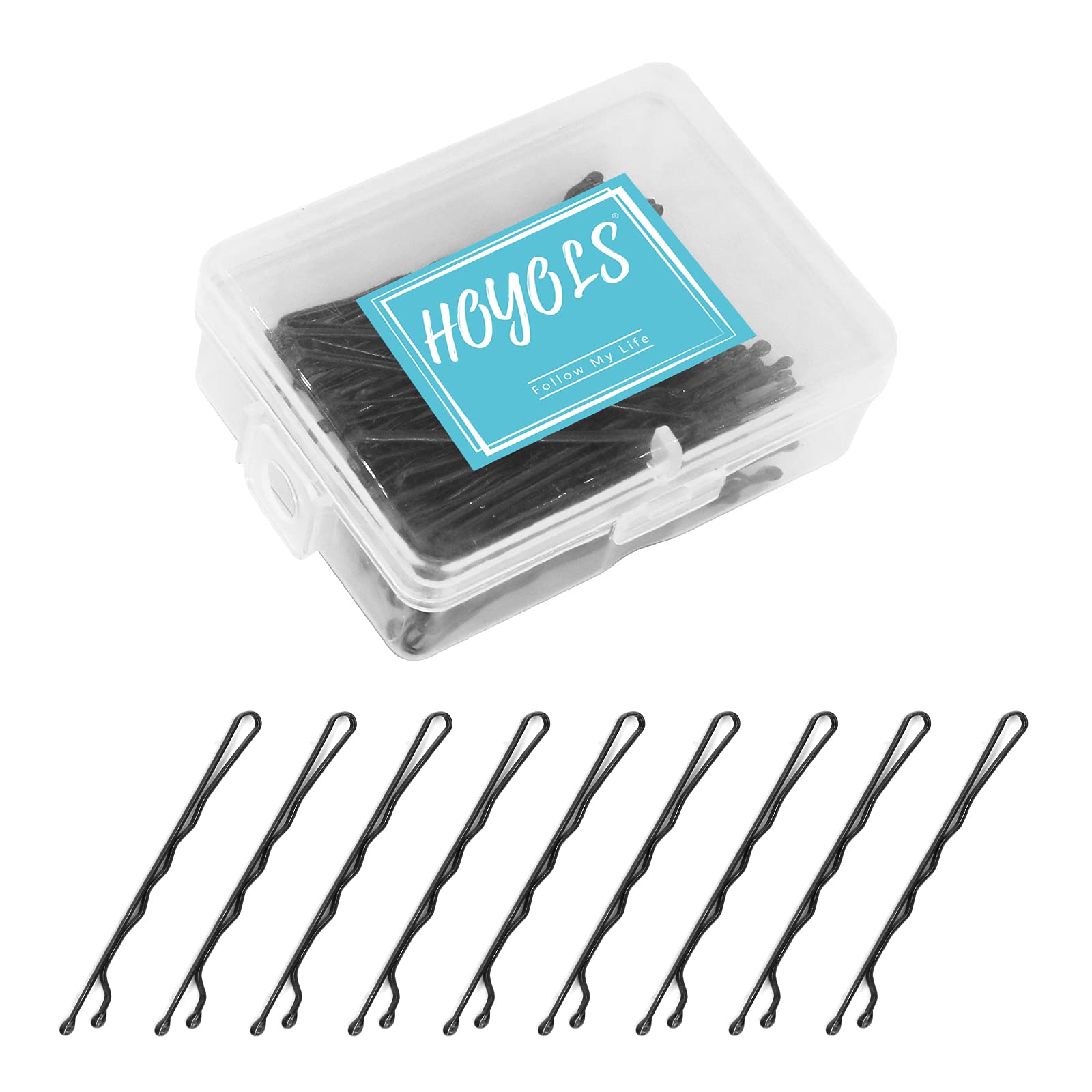 HOYOLS Black Premium Bobby Pin for Thick Hair, Secure Hold Wavy Slide Proof Hair Styling Pins 100 Count, 2 Inch