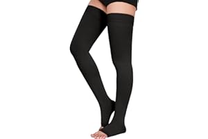 ATHBAVIB Thigh High 15-20 mmHg Compression Stocking, Open Toe Compression Socks for women & men circulation with Silicone Dot Band-Ideal for Athletic, Medical, Travel Use