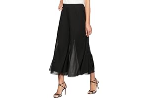 Alex Evenings Women's Wide Leg Chiffon Dress Pant for Mother of The Bride, Elegant Party Outfit (Petite and Regular Sizes)