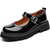QHH Mary Jane Shoes for Women Platform Mary Janes Pumps Round Toe Non-Slip Casual Shoes Comfortable Dress Shoes School Shoes for Womens Ladies