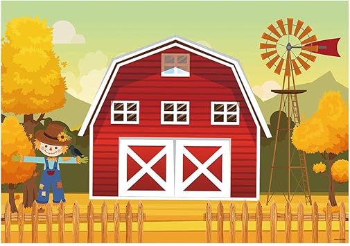 Amazon Com Funnytree 7x5ft Autumn Red Barn Farm Photography