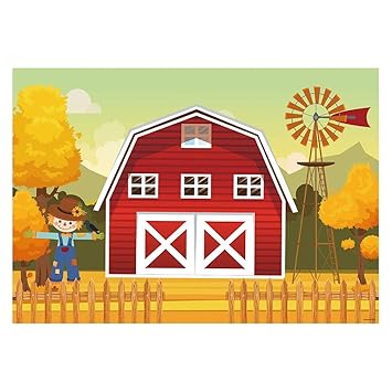Funnytree 7x5ft Autumn Red Barn Farm Photography Amazon In