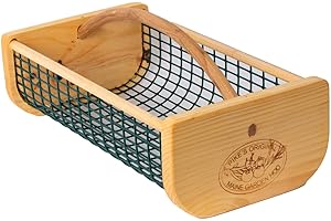 MAINE GARDEN PRODUCTS Maine Garden Hod Basket for Vegetable Gardening and Harvest Gathering or Farmhouse Decor, Pine and Oak with PVC Wire Mesh, USA Made, 16 x 9 in, 8 quart