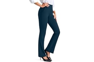 Rammus Womens High Waisted Dress Pants with Pockets Stretchy Business Casual Work Pants Bootcut Slacks for Office