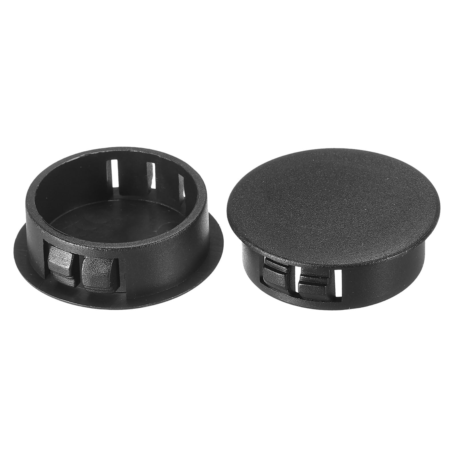 PATIKIL 30mm (1.2") Plastic Hole Plugs, 20Pcs Flush Type Round Hole Plugs Cover Snap in Locking Hole Tube for Table Kitchen Cabinet Furniture, Black