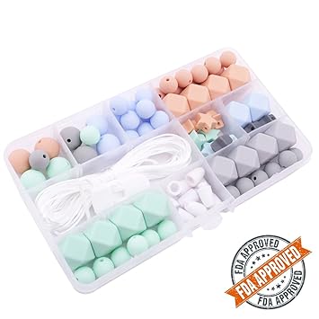 Mamimami Home Silikon-Teether Baby DIY Handwerk Set Wegbrechen Schließe Krippe Spielzeug Und Natürlich Silikon Perlen Teether