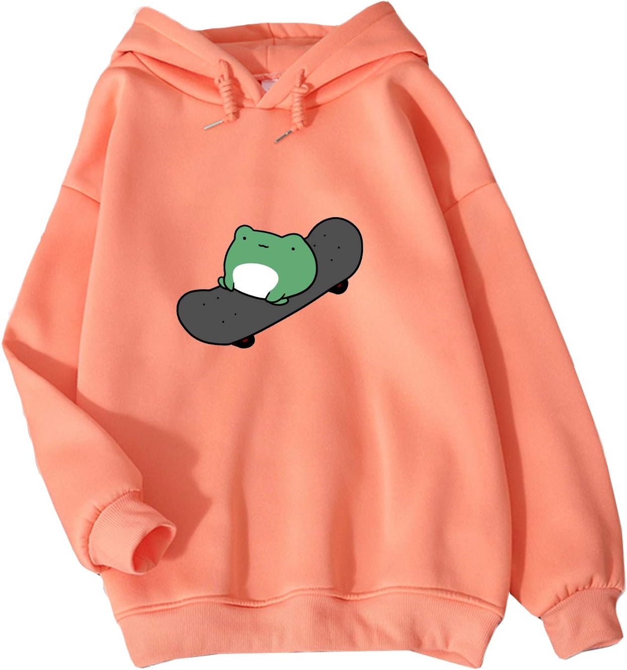 Women's Cute Sweatshirts Skateboarding Frog Long Sleeve Hoodie Pullover